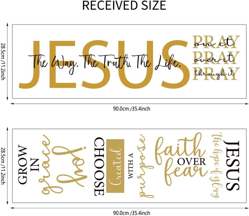 BBTO Bible Verse Wall Stickers Inspirational Quote Wall Decals Religious Motivational Scripture Sticker Peel and Stick for Bedroom Living Room Office Bathroom(Faith Over Fear) - Image 3